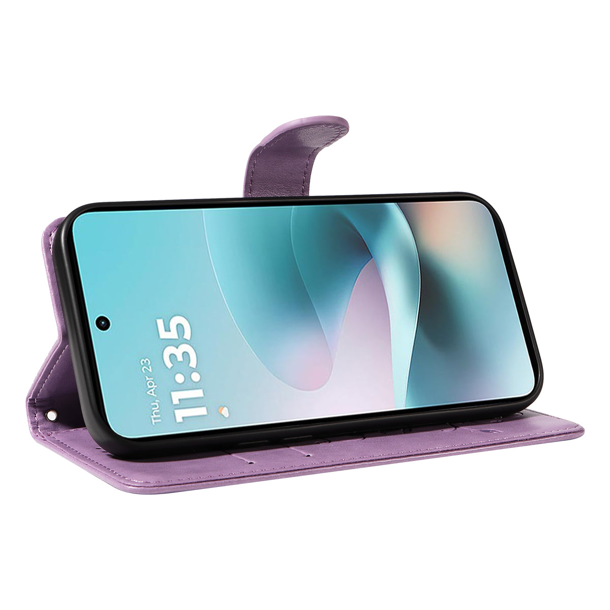 For Motorola Moto G57 Power 5G / Motorola Moto G100 5G (2025) / Motorola Moto G67 Power 5G PU Leather Cases Flower Pattern Wallet Stand Phone Cover with Strap -  Light Purple