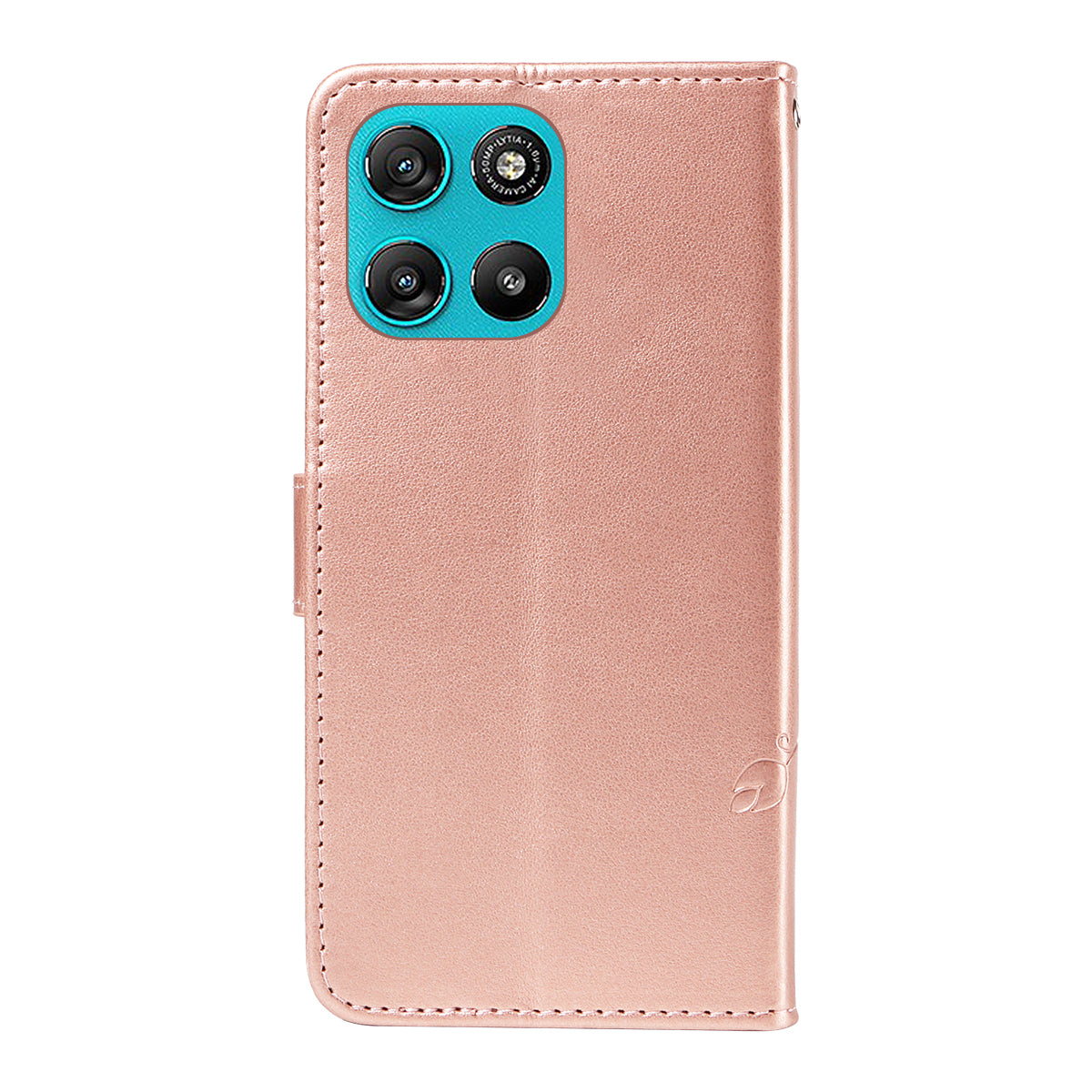 For Motorola Moto G57 Power 5G / Motorola Moto G100 5G (2025) / Motorola Moto G67 Power 5G PU Leather Cases Flower Pattern Wallet Stand Phone Cover with Strap - Rose Gold