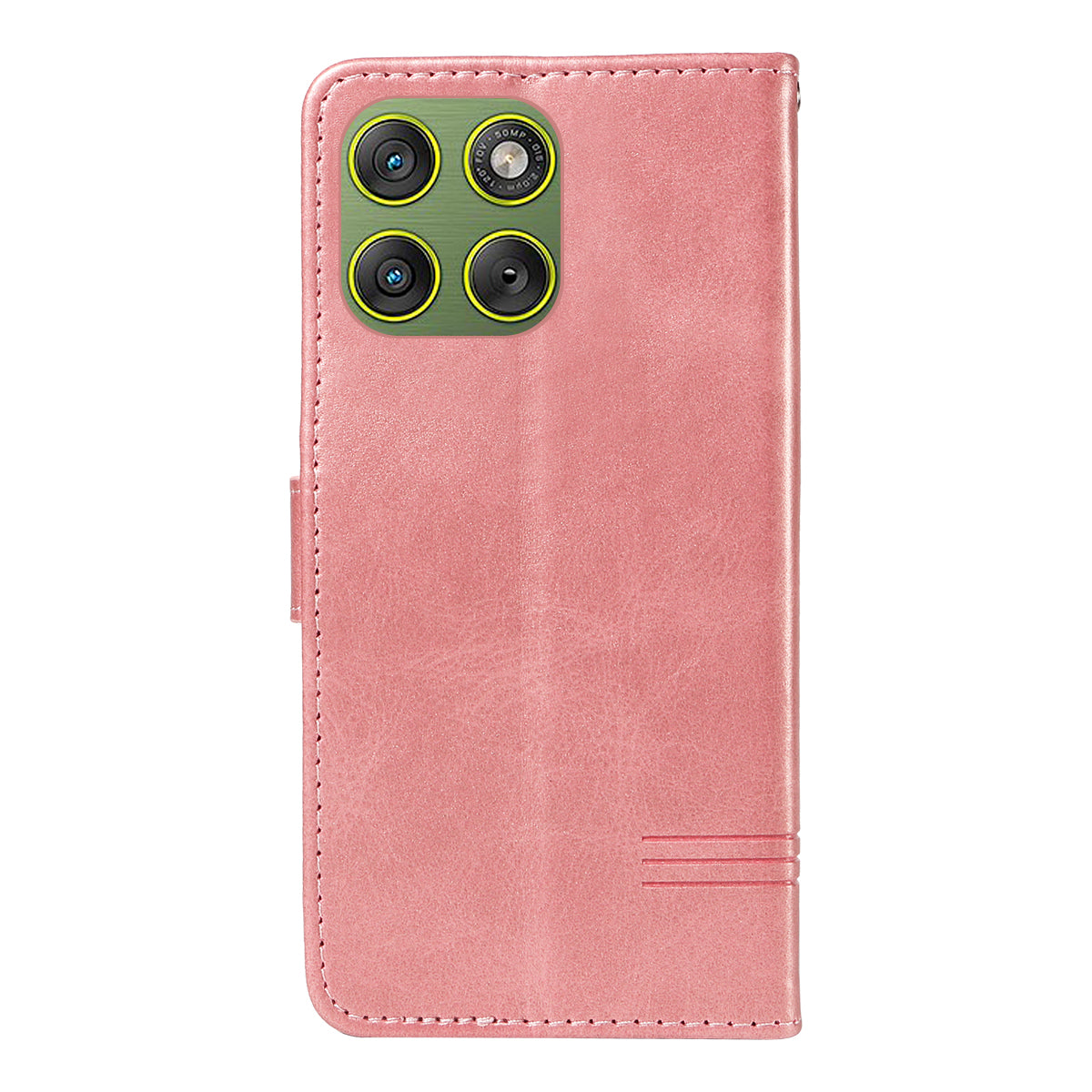 For Motorola Edge 70 5G Wallet Case T-Shape Lines Leather Phone Cover Stand - Rose Gold