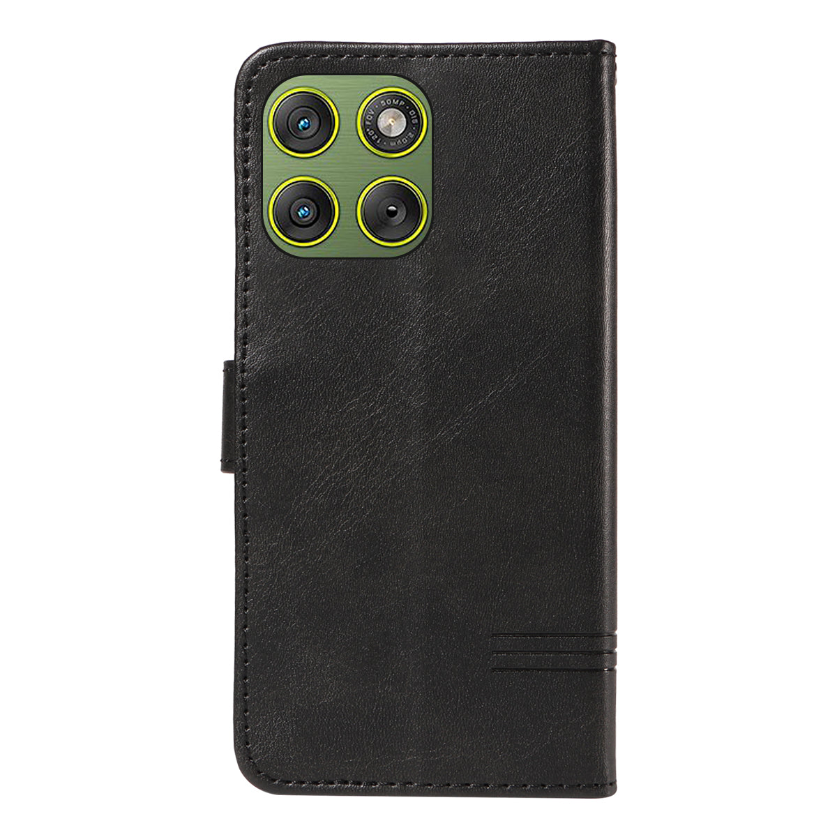 For Motorola Edge 70 5G Wallet Case T-Shape Lines Leather Phone Cover Stand -  Black