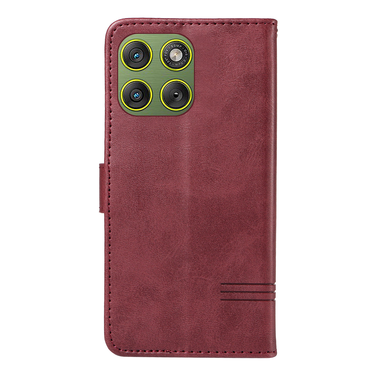 For Motorola Edge 70 5G Wallet Case T-Shape Lines Leather Phone Cover Stand - Wine Red