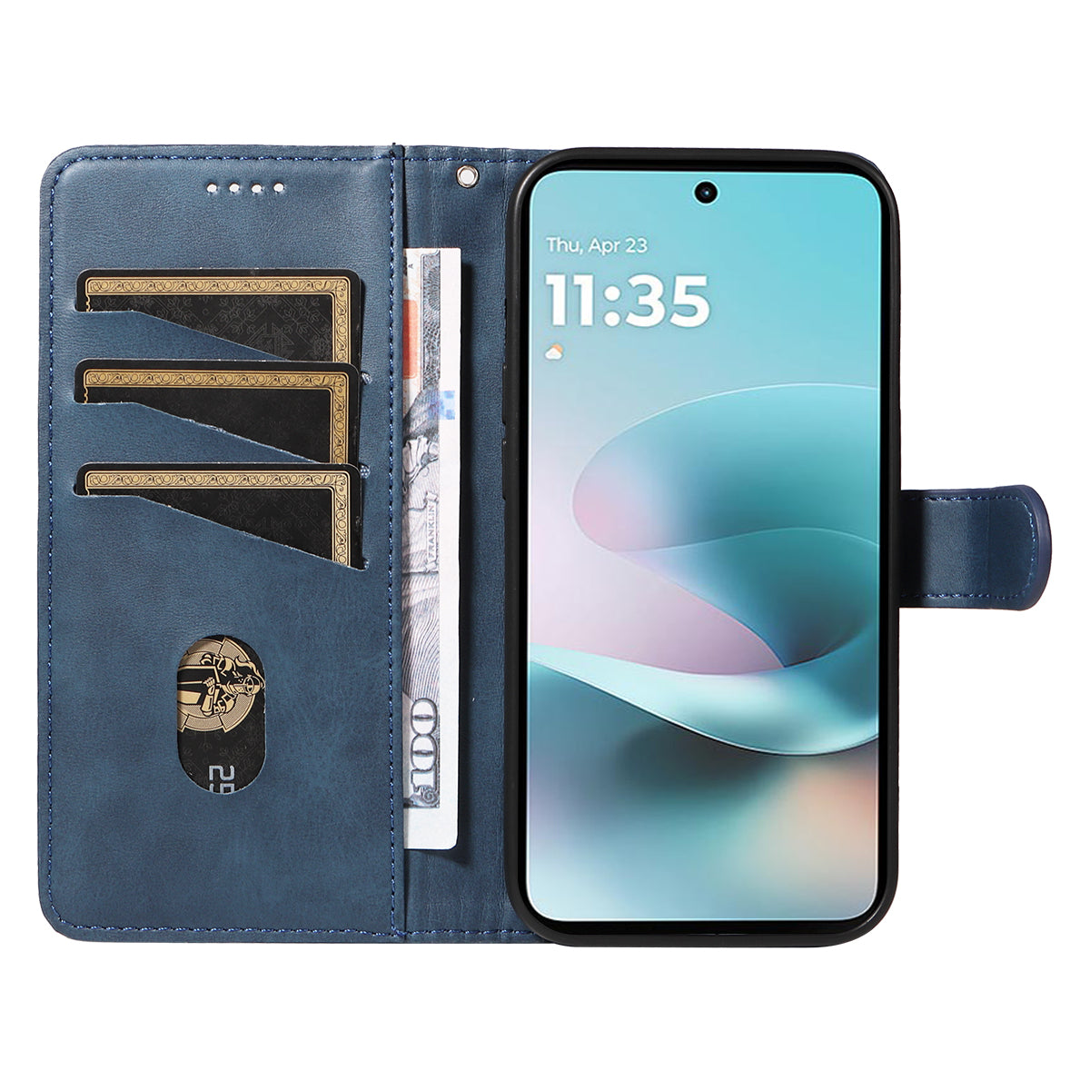 For Motorola Moto G57 Power 5G / Motorola Moto G100 5G (2025) / Motorola Moto G67 Power 5G Wallet Case T-Shape Lines Leather Phone Cover Stand - Blue