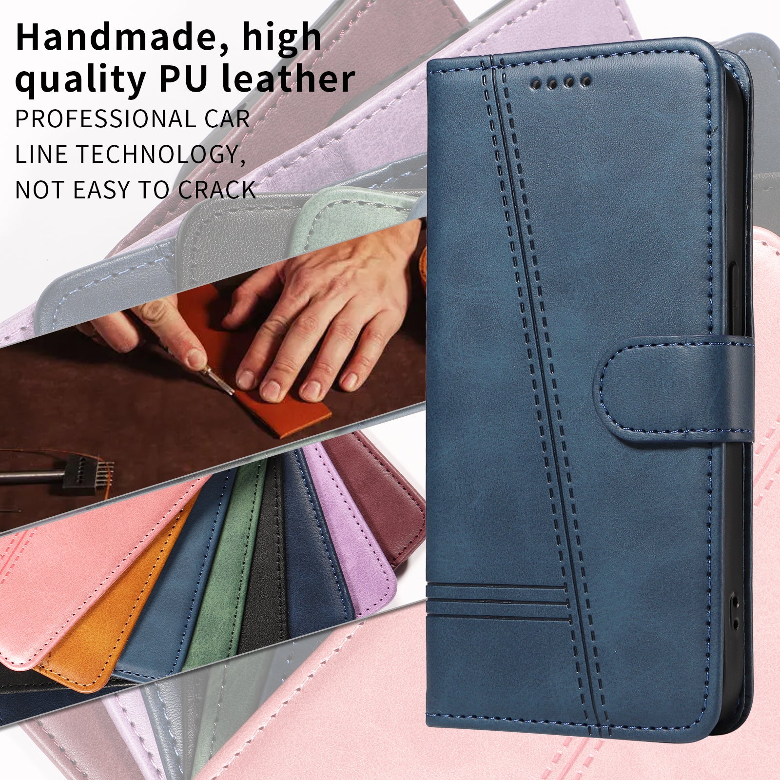 For Motorola Moto G57 Power 5G / Motorola Moto G100 5G (2025) / Motorola Moto G67 Power 5G Wallet Case T-Shape Lines Leather Phone Cover Stand - Blue