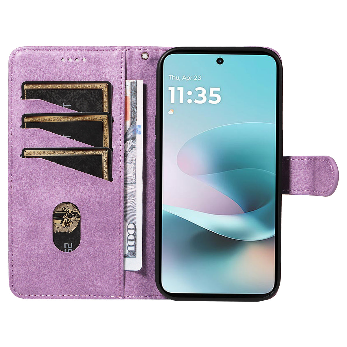 For Motorola Moto G57 Power 5G / Motorola Moto G100 5G (2025) / Motorola Moto G67 Power 5G Wallet Case T-Shape Lines Leather Phone Cover Stand -  Light Purple