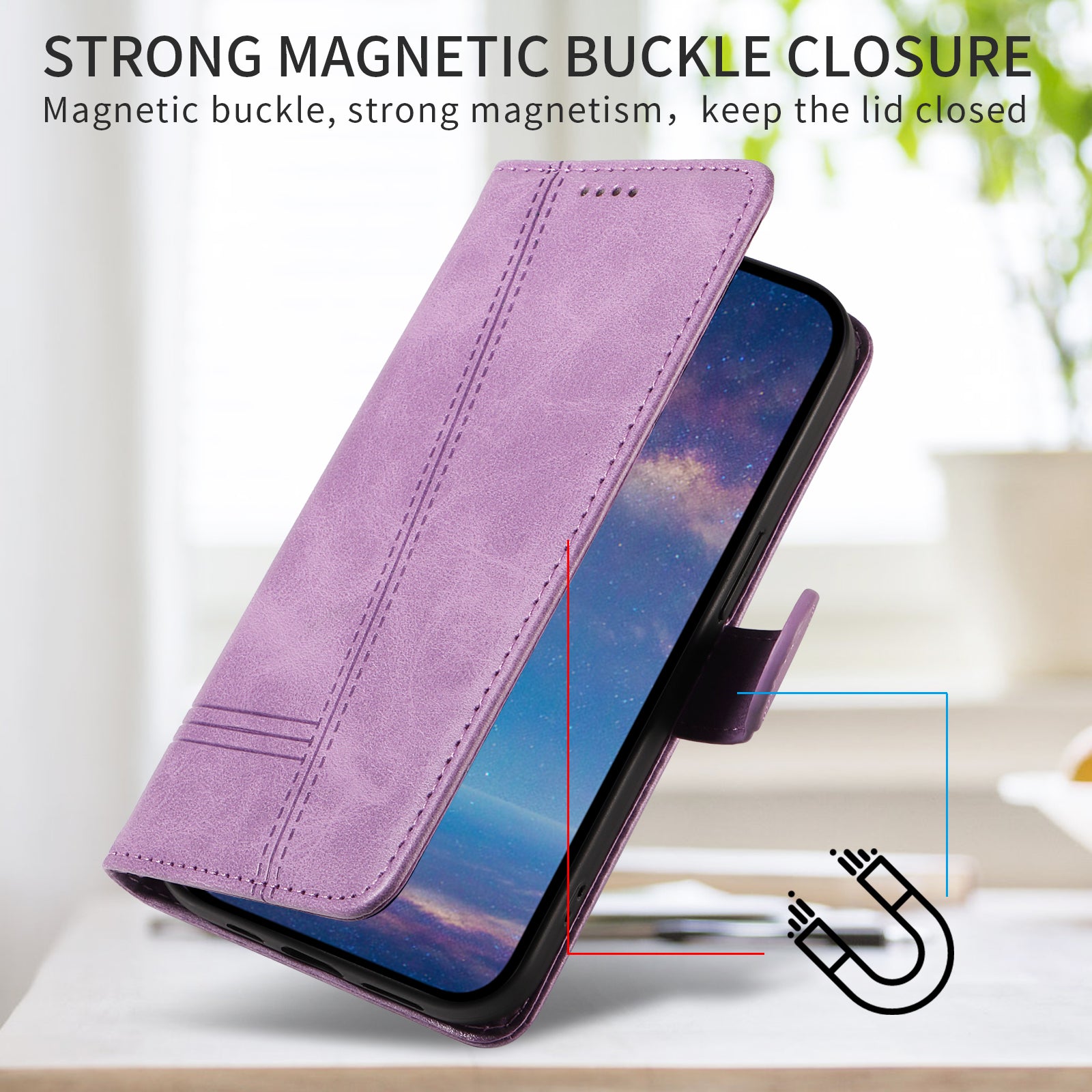 For Motorola Moto G57 Power 5G / Motorola Moto G100 5G (2025) / Motorola Moto G67 Power 5G Wallet Case T-Shape Lines Leather Phone Cover Stand -  Light Purple