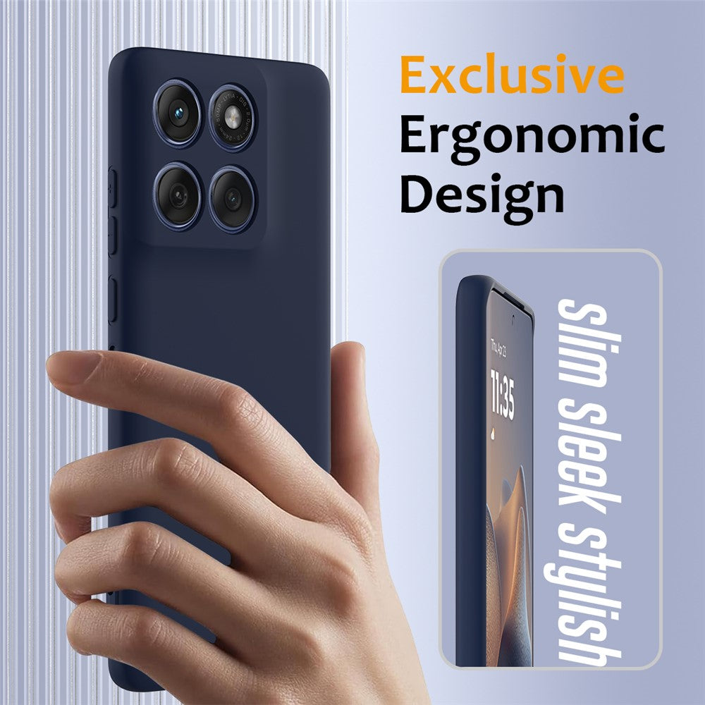 For Motorola Edge 70 5G Magnetic Case Anti-Drop Liquid Silicone Phone Cover with Lanyard - Dark Blue