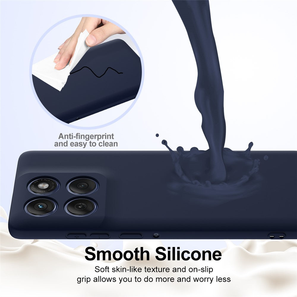 For Motorola Edge 70 5G Magnetic Case Anti-Drop Liquid Silicone Phone Cover with Lanyard - Dark Blue