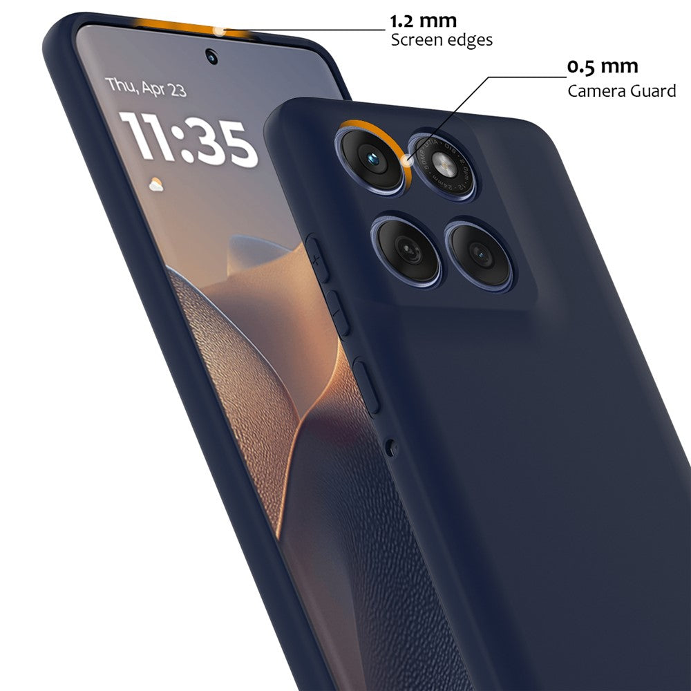 For Motorola Edge 70 5G Magnetic Case Anti-Drop Liquid Silicone Phone Cover with Lanyard - Dark Blue