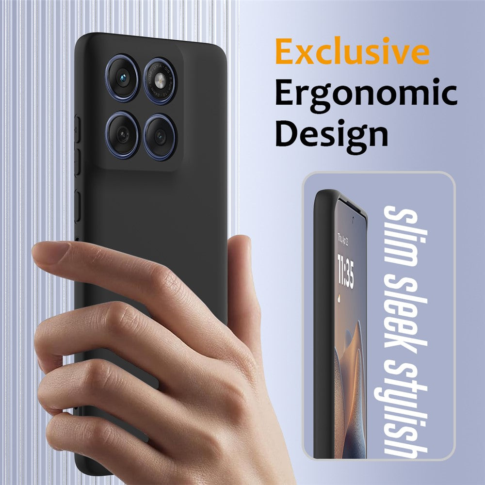 For Motorola Edge 70 5G Magnetic Case Anti-Drop Liquid Silicone Phone Cover with Lanyard - Black