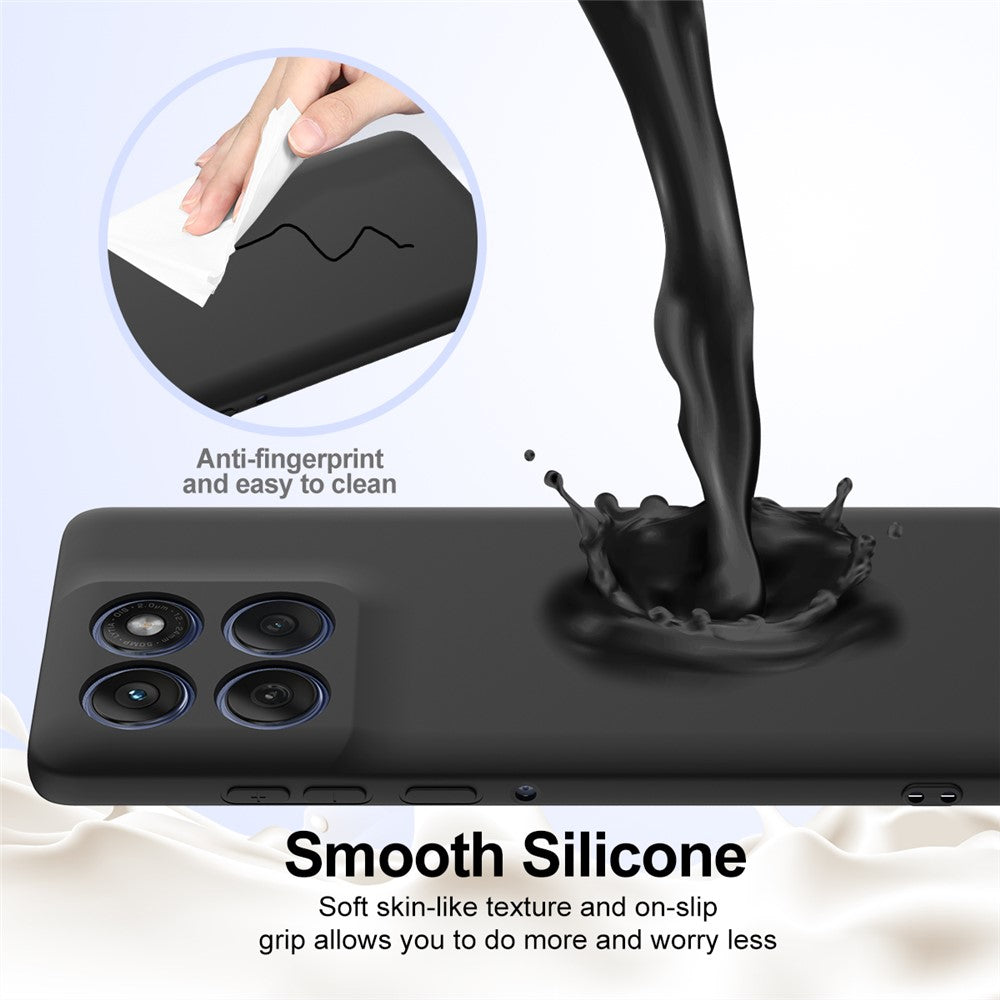 For Motorola Edge 70 5G Magnetic Case Anti-Drop Liquid Silicone Phone Cover with Lanyard - Black