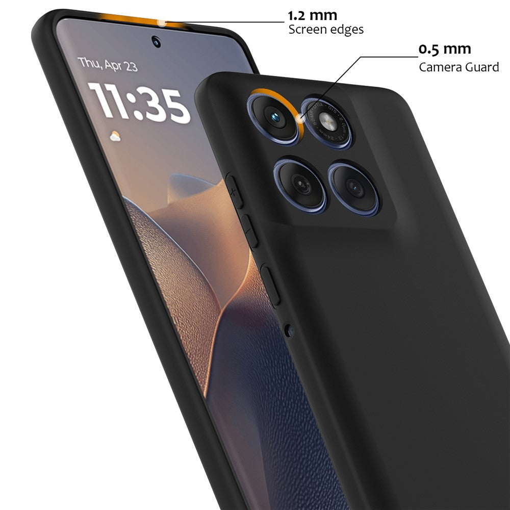 For Motorola Edge 70 5G Magnetic Case Anti-Drop Liquid Silicone Phone Cover with Lanyard - Black