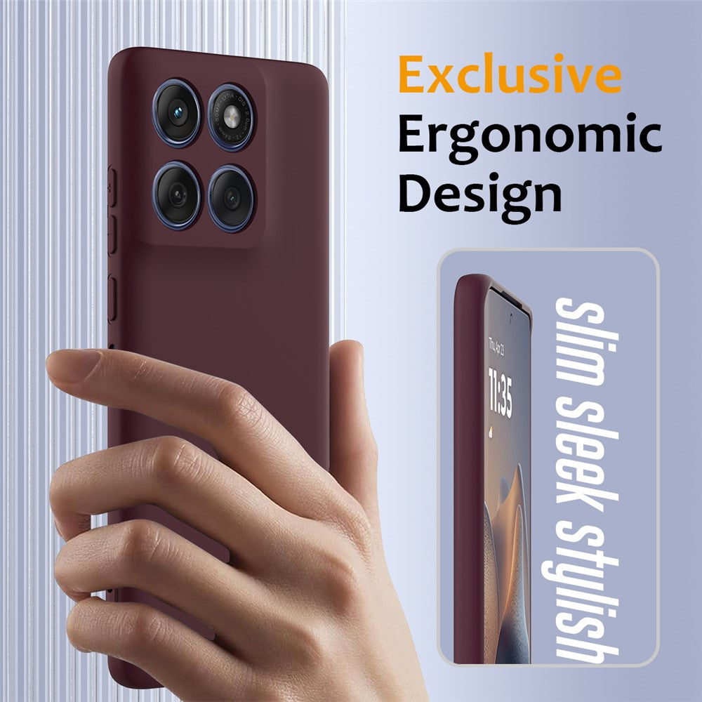 For Motorola Edge 70 5G Magnetic Case Anti-Drop Liquid Silicone Phone Cover with Lanyard - Wine Red