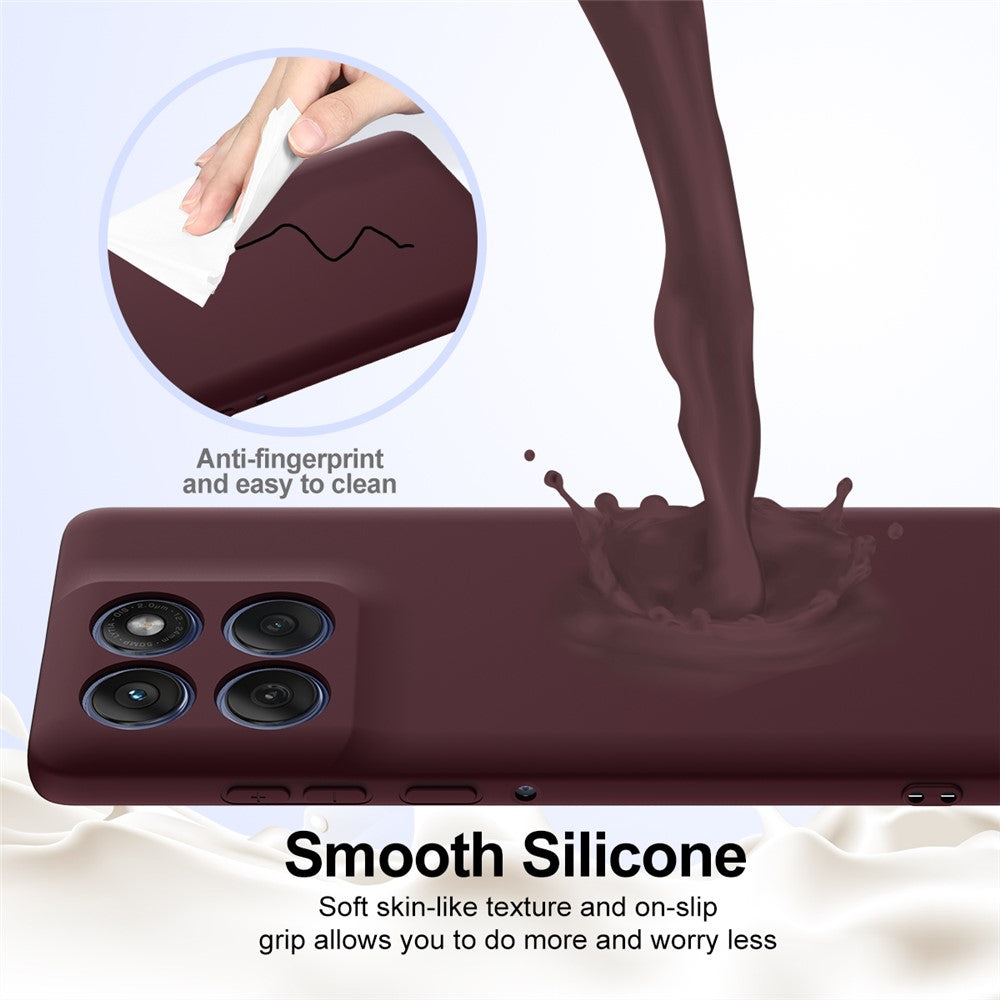 For Motorola Edge 70 5G Magnetic Case Anti-Drop Liquid Silicone Phone Cover with Lanyard - Wine Red