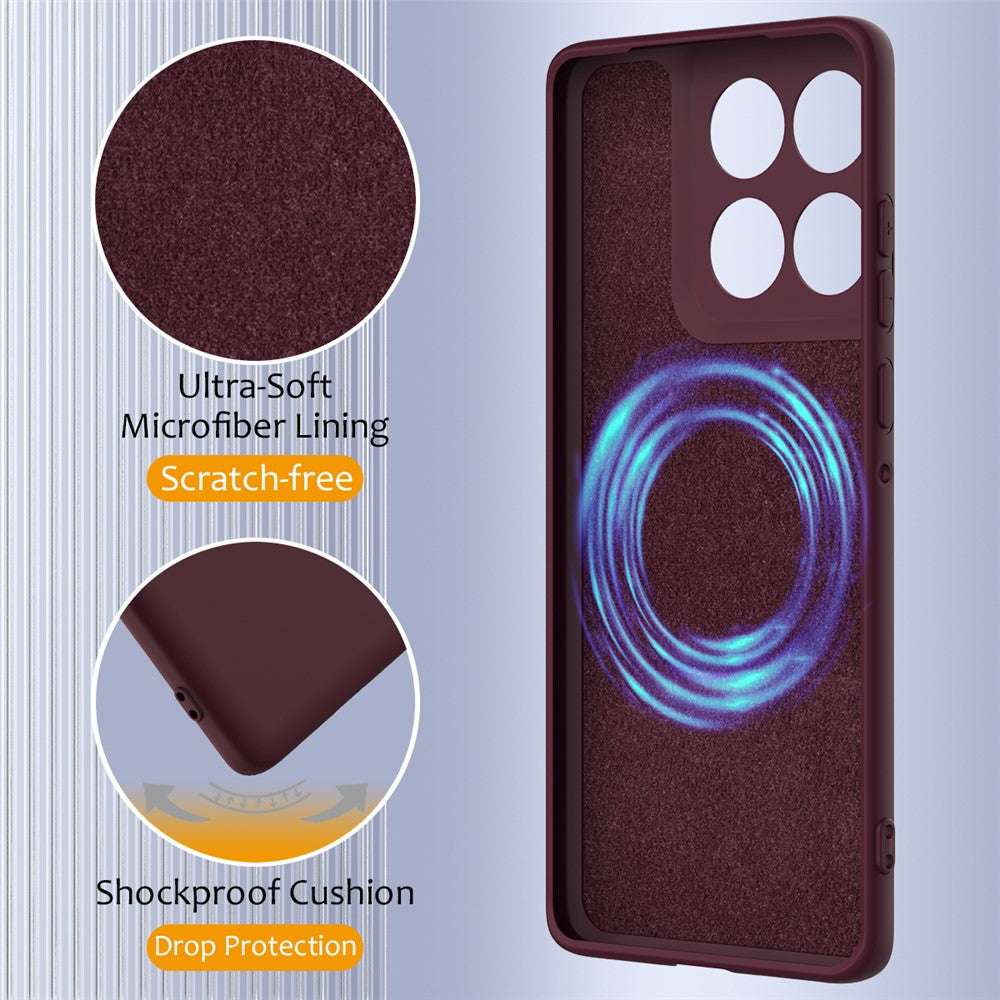 For Motorola Edge 70 5G Magnetic Case Anti-Drop Liquid Silicone Phone Cover with Lanyard - Wine Red