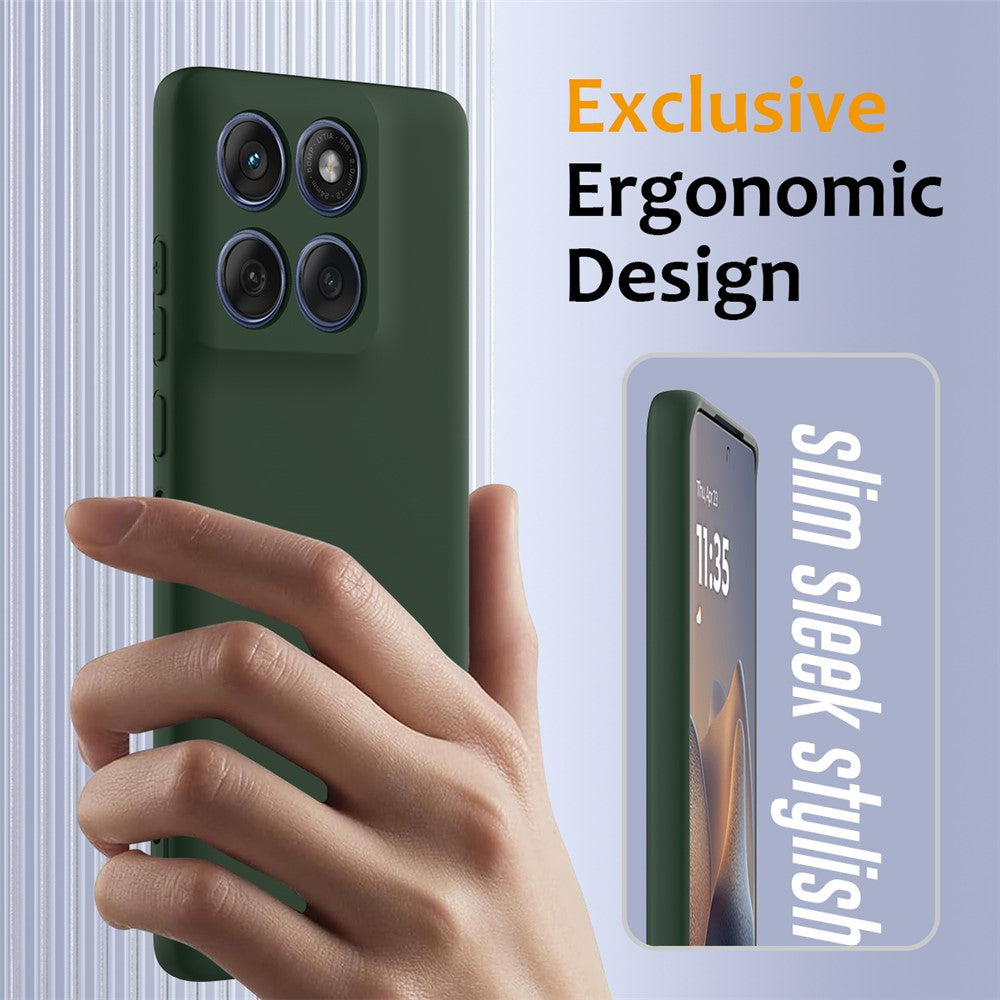 For Motorola Edge 70 5G Magnetic Case Anti-Drop Liquid Silicone Phone Cover with Lanyard - Dark Green