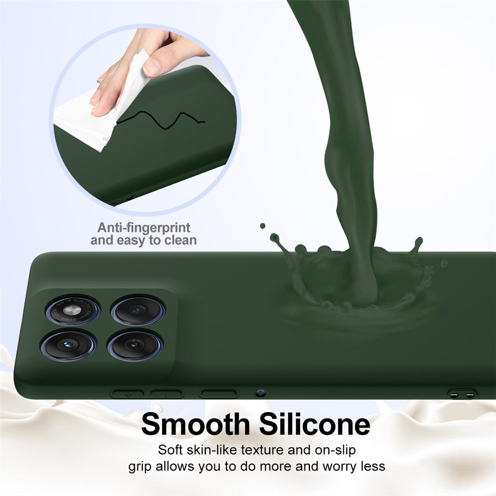 For Motorola Edge 70 5G Magnetic Case Anti-Drop Liquid Silicone Phone Cover with Lanyard - Dark Green
