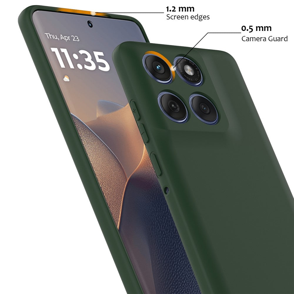 For Motorola Edge 70 5G Magnetic Case Anti-Drop Liquid Silicone Phone Cover with Lanyard - Dark Green