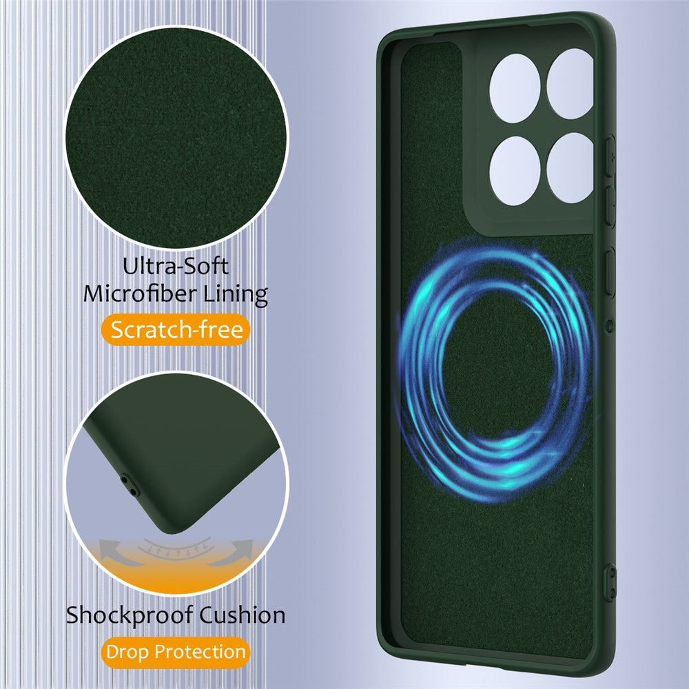 For Motorola Edge 70 5G Magnetic Case Anti-Drop Liquid Silicone Phone Cover with Lanyard - Dark Green