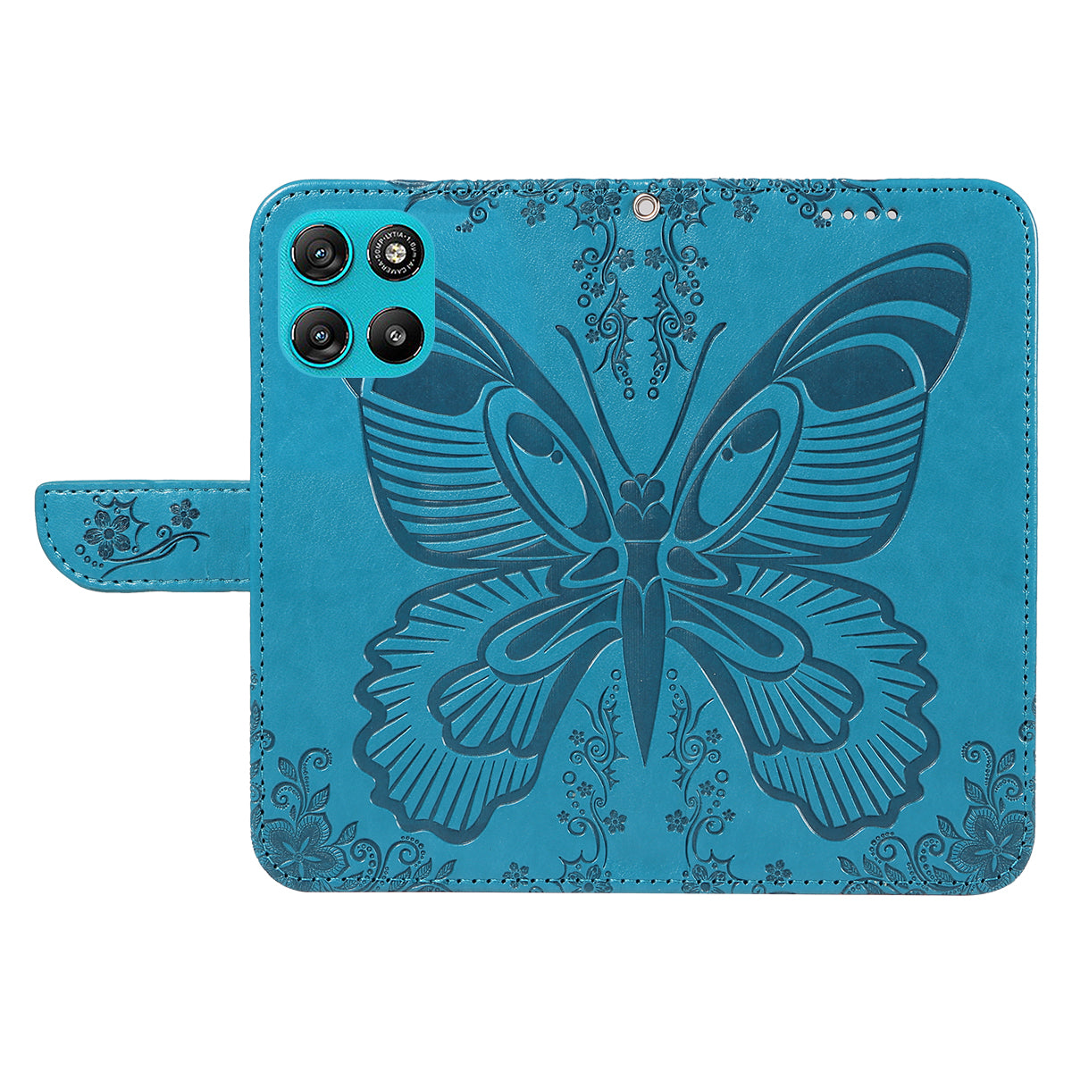 For Motorola Moto G100 5G (2025) / Motorola Moto G57 Power 5G / Motorola Moto G67 Power 5G Case Butterfly Pattern PU Leather Folio Flip Phone Cover -  Blue