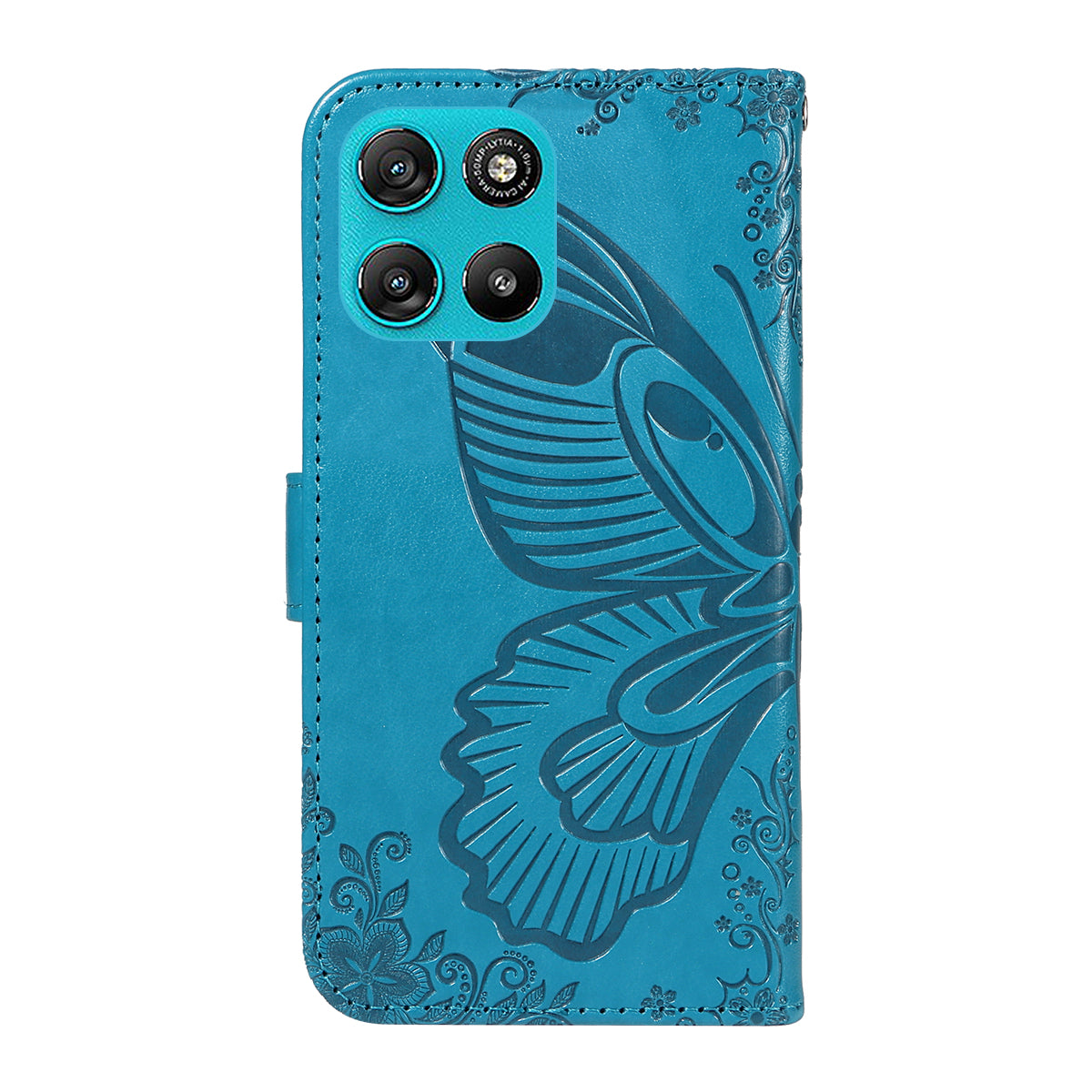 For Motorola Moto G100 5G (2025) / Motorola Moto G57 Power 5G / Motorola Moto G67 Power 5G Case Butterfly Pattern PU Leather Folio Flip Phone Cover -  Blue