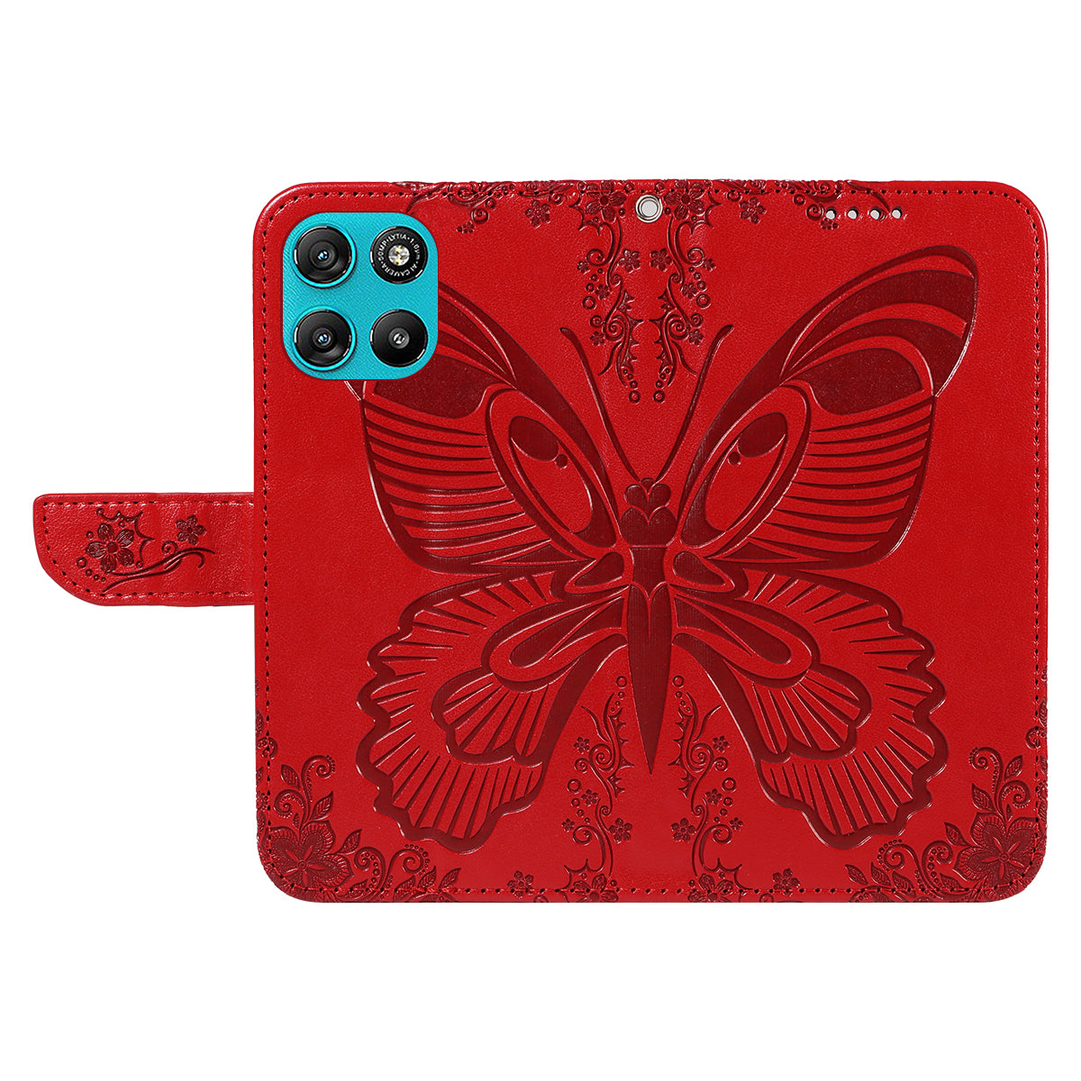 For Motorola Moto G100 5G (2025) / Motorola Moto G57 Power 5G / Motorola Moto G67 Power 5G Case Butterfly Pattern PU Leather Folio Flip Phone Cover -  Red