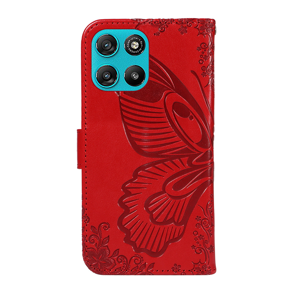 For Motorola Moto G100 5G (2025) / Motorola Moto G57 Power 5G / Motorola Moto G67 Power 5G Case Butterfly Pattern PU Leather Folio Flip Phone Cover -  Red