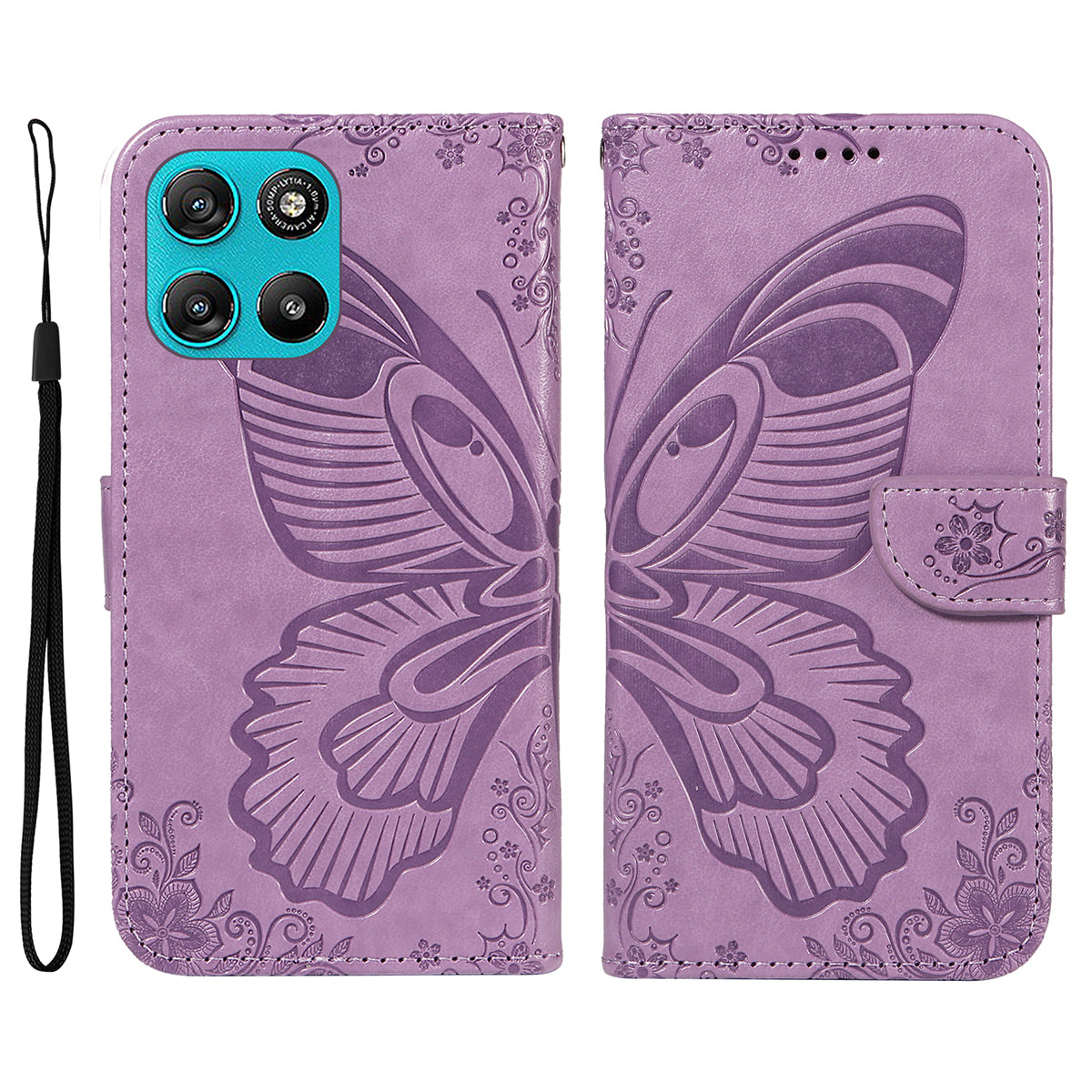 For Motorola Moto G100 5G (2025) / Motorola Moto G57 Power 5G / Motorola Moto G67 Power 5G Case Butterfly Pattern PU Leather Folio Flip Phone Cover -  Light Purple