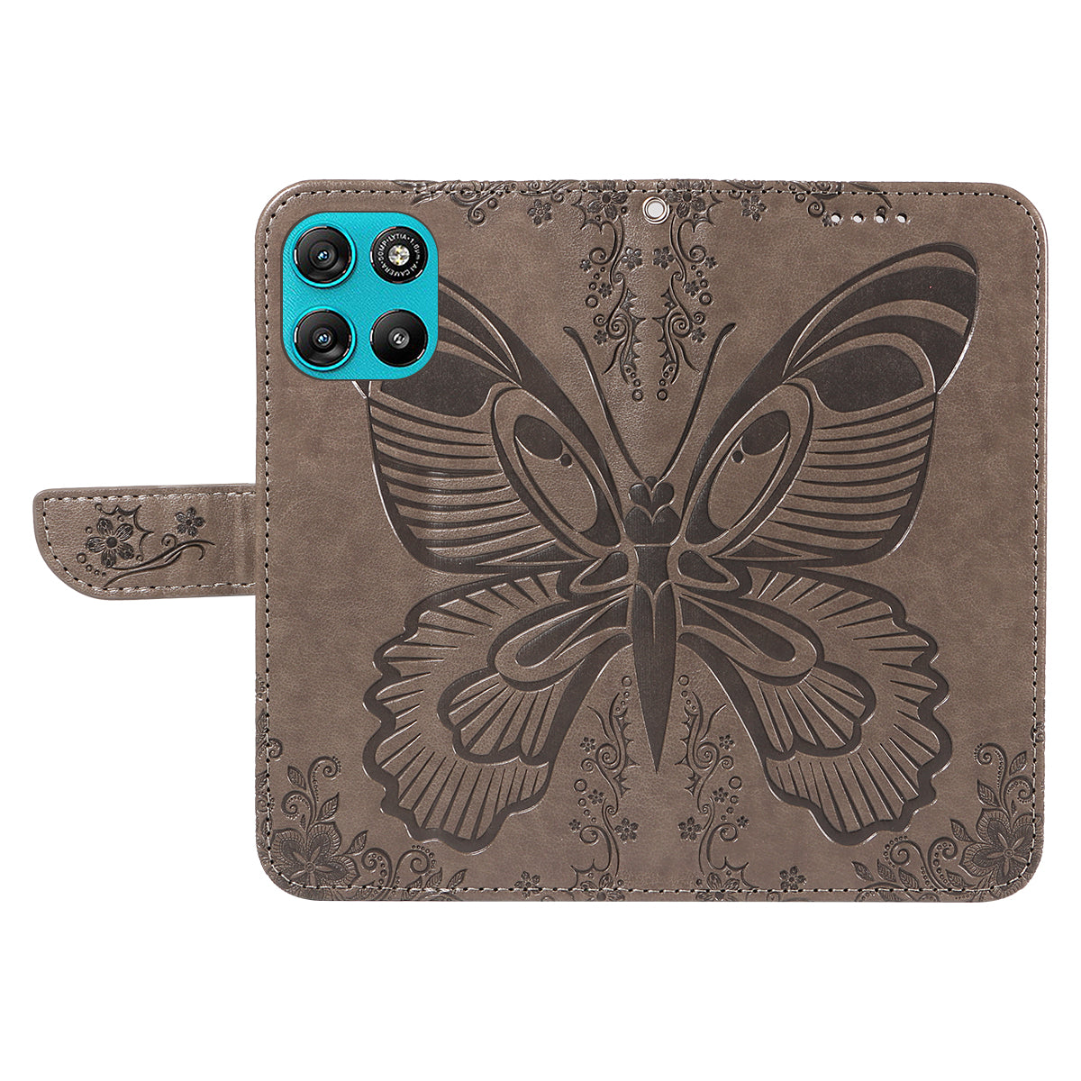 For Motorola Moto G100 5G (2025) / Motorola Moto G57 Power 5G / Motorola Moto G67 Power 5G Case Butterfly Pattern PU Leather Folio Flip Phone Cover - Grey