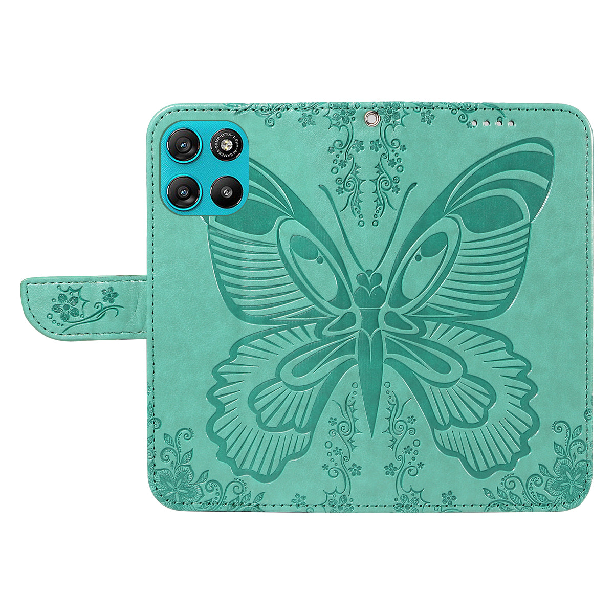 For Motorola Moto G100 5G (2025) / Motorola Moto G57 Power 5G / Motorola Moto G67 Power 5G Case Butterfly Pattern PU Leather Folio Flip Phone Cover -  Green