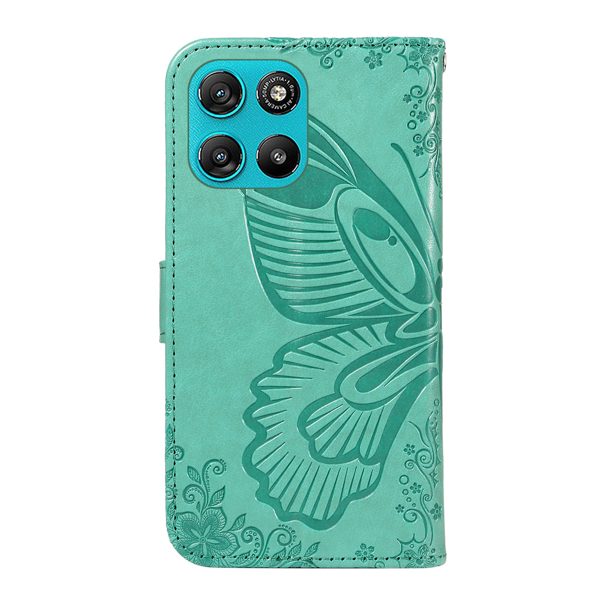 For Motorola Moto G100 5G (2025) / Motorola Moto G57 Power 5G / Motorola Moto G67 Power 5G Case Butterfly Pattern PU Leather Folio Flip Phone Cover -  Green