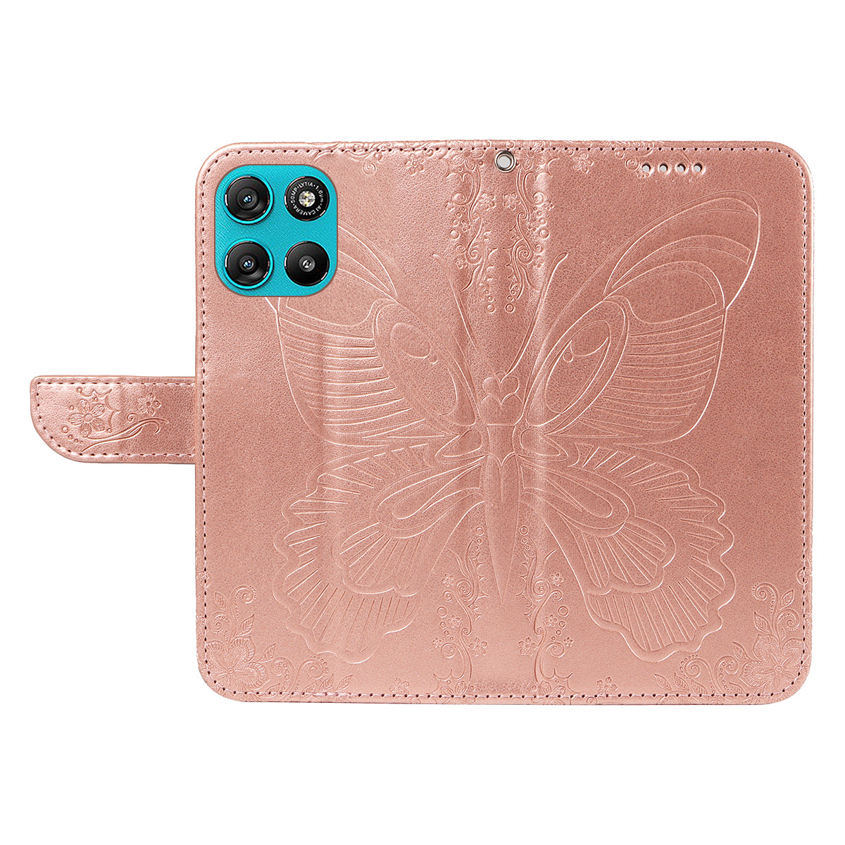 For Motorola Moto G100 5G (2025) / Motorola Moto G57 Power 5G / Motorola Moto G67 Power 5G Case Butterfly Pattern PU Leather Folio Flip Phone Cover -  Rose Gold