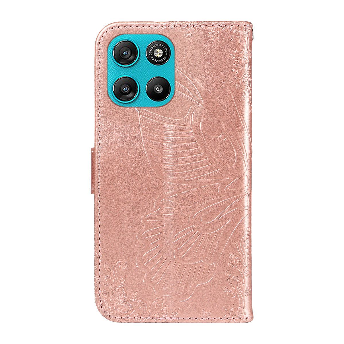 For Motorola Moto G100 5G (2025) / Motorola Moto G57 Power 5G / Motorola Moto G67 Power 5G Case Butterfly Pattern PU Leather Folio Flip Phone Cover -  Rose Gold