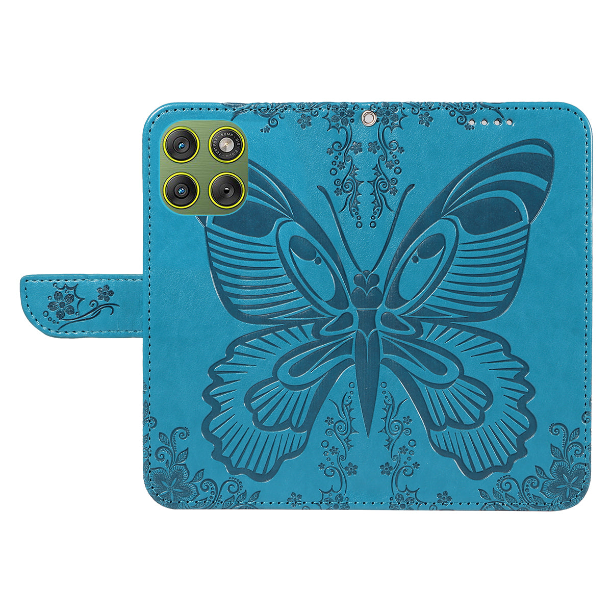 For Motorola Edge 70 5G Case Butterfly Pattern PU Leather Folio Flip Phone Cover -  Blue