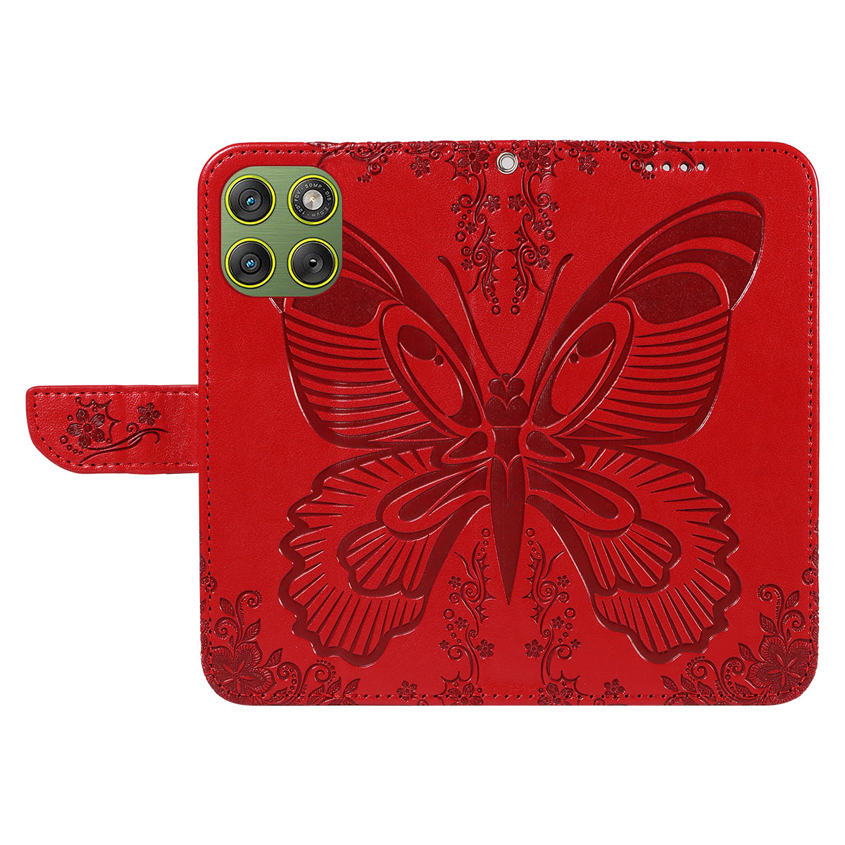 For Motorola Edge 70 5G Case Butterfly Pattern PU Leather Folio Flip Phone Cover -  Red