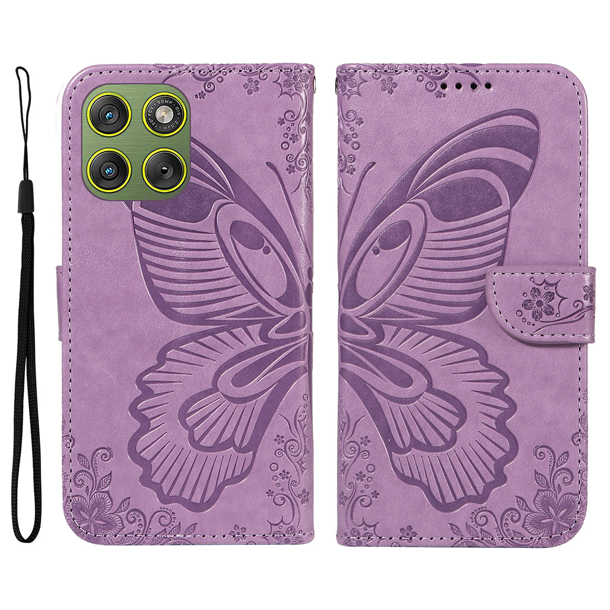 For Motorola Edge 70 5G Case Butterfly Pattern PU Leather Folio Flip Phone Cover -  Light Purple