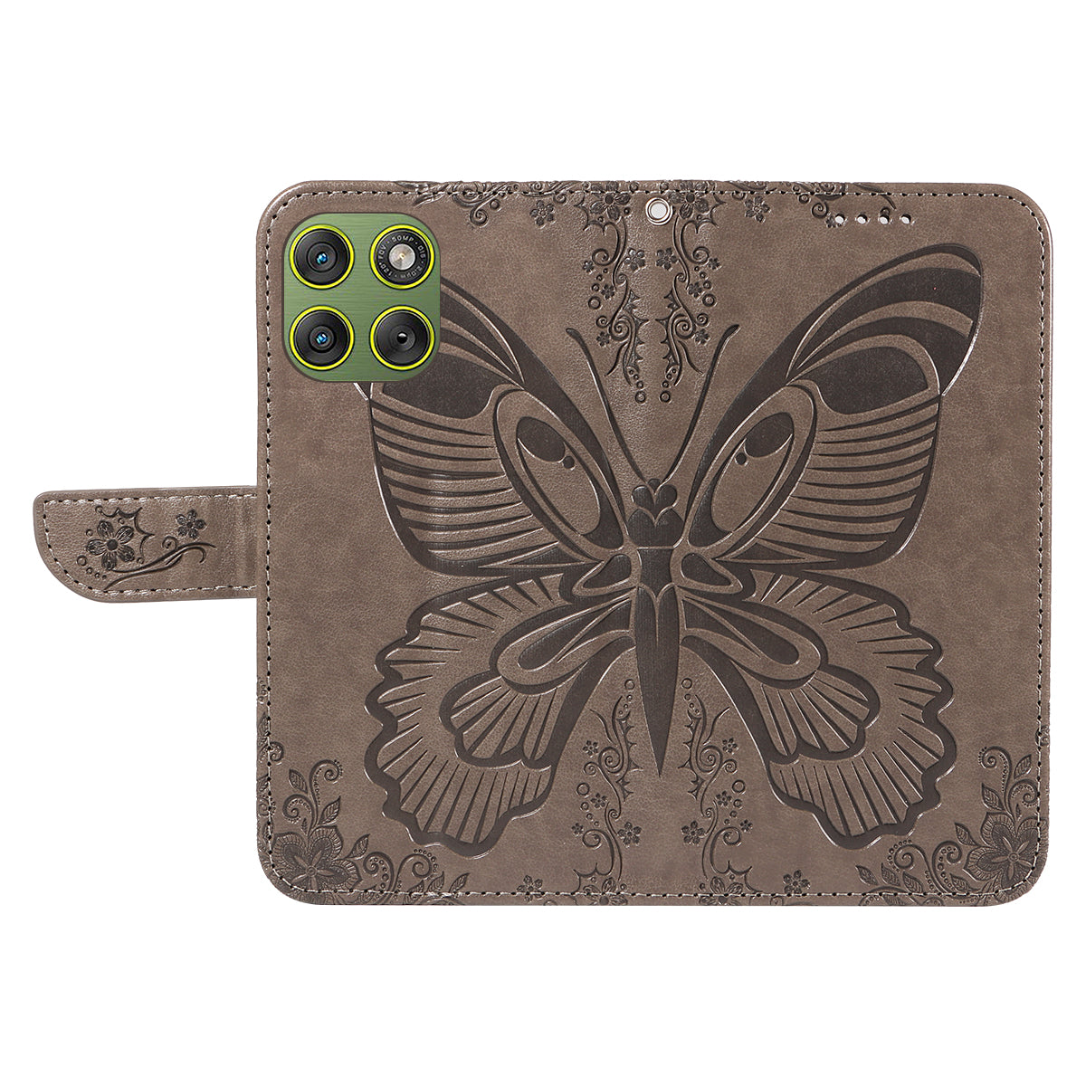 For Motorola Edge 70 5G Case Butterfly Pattern PU Leather Folio Flip Phone Cover - Grey