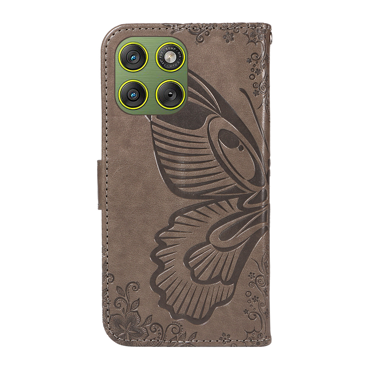For Motorola Edge 70 5G Case Butterfly Pattern PU Leather Folio Flip Phone Cover - Grey