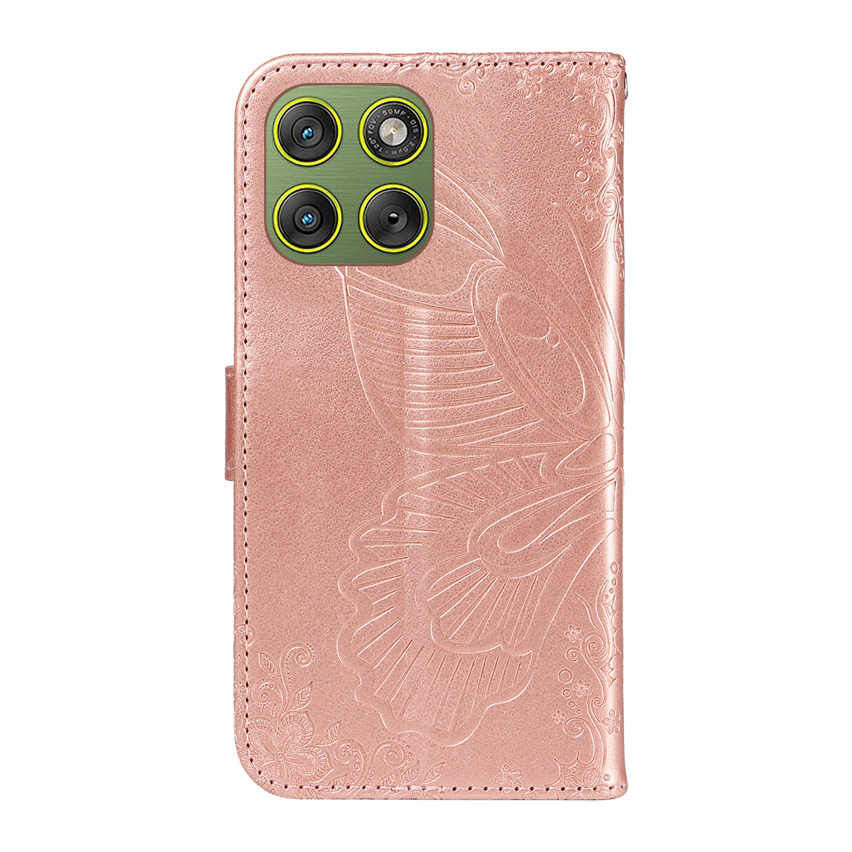 For Motorola Edge 70 5G Case Butterfly Pattern PU Leather Folio Flip Phone Cover -  Rose Gold