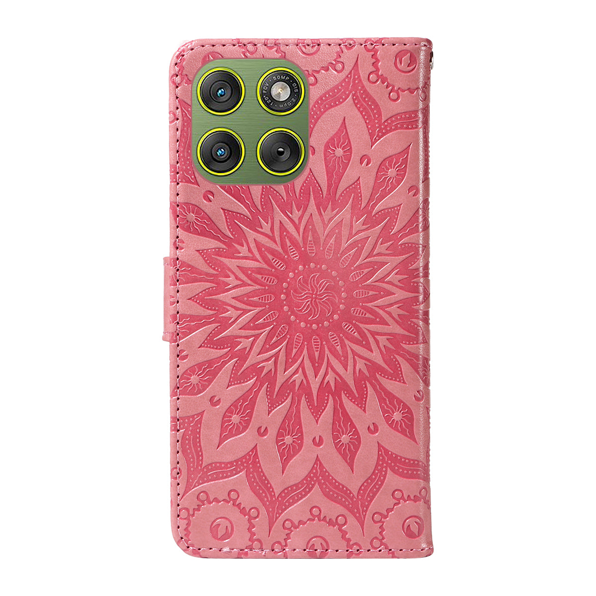 For Motorola Edge 70 5G Leather Wallet Case Sunflower Imprinted Phone Cover - Pink