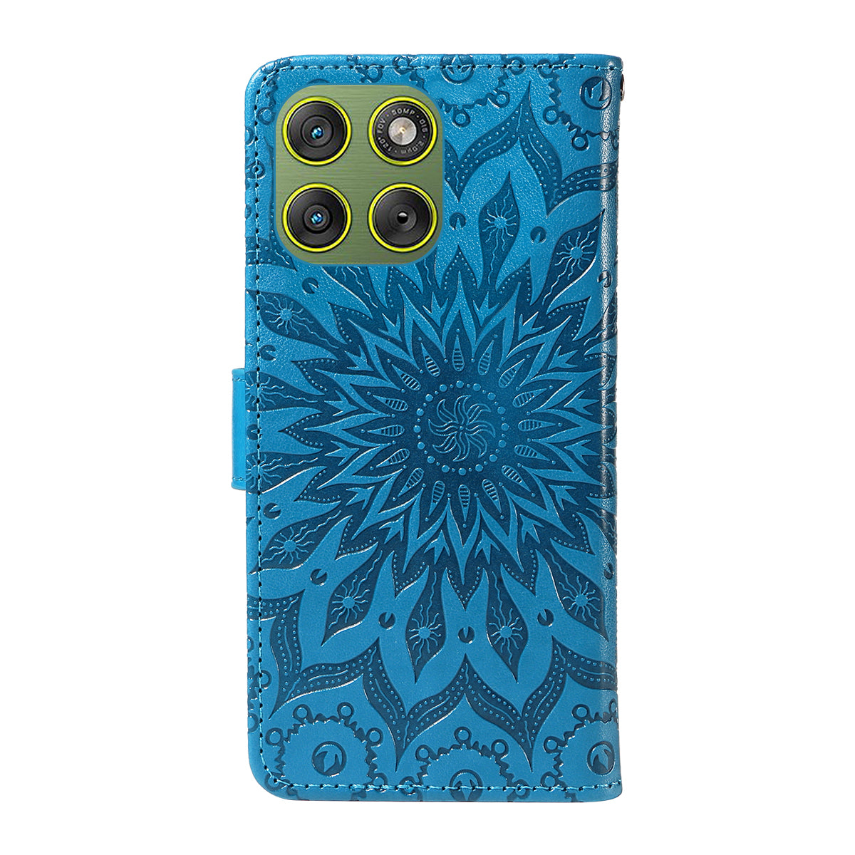For Motorola Edge 70 5G Leather Wallet Case Sunflower Imprinted Phone Cover - Blue