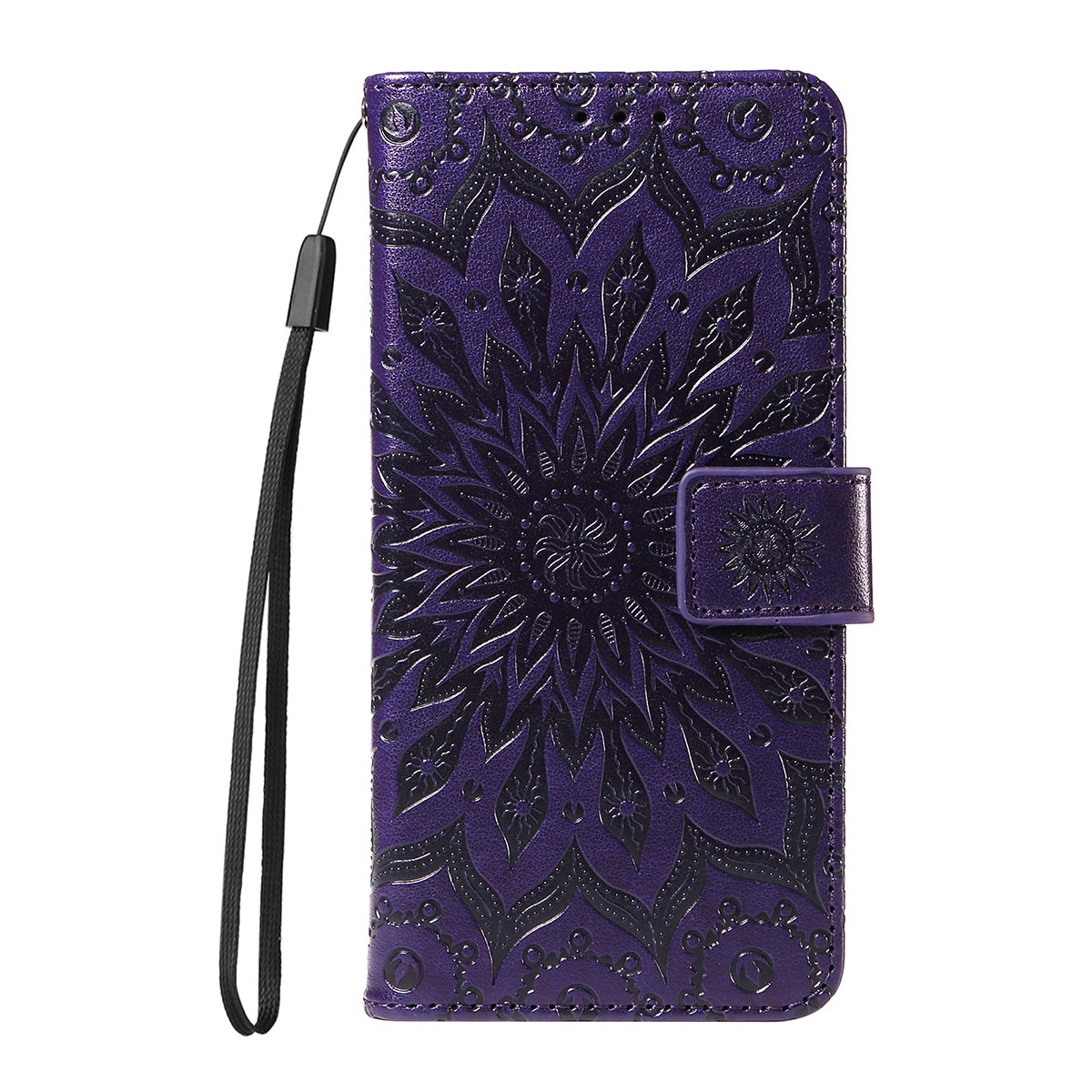 For Motorola Edge 70 5G Leather Wallet Case Sunflower Imprinted Phone Cover - Purple