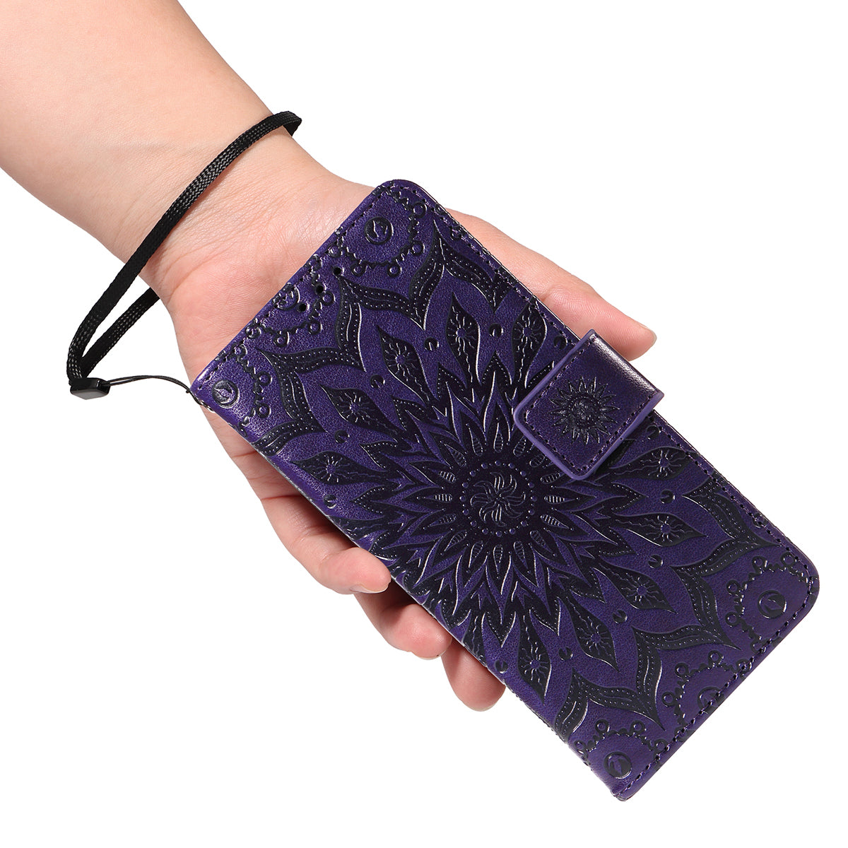 For Motorola Edge 70 5G Leather Wallet Case Sunflower Imprinted Phone Cover - Purple