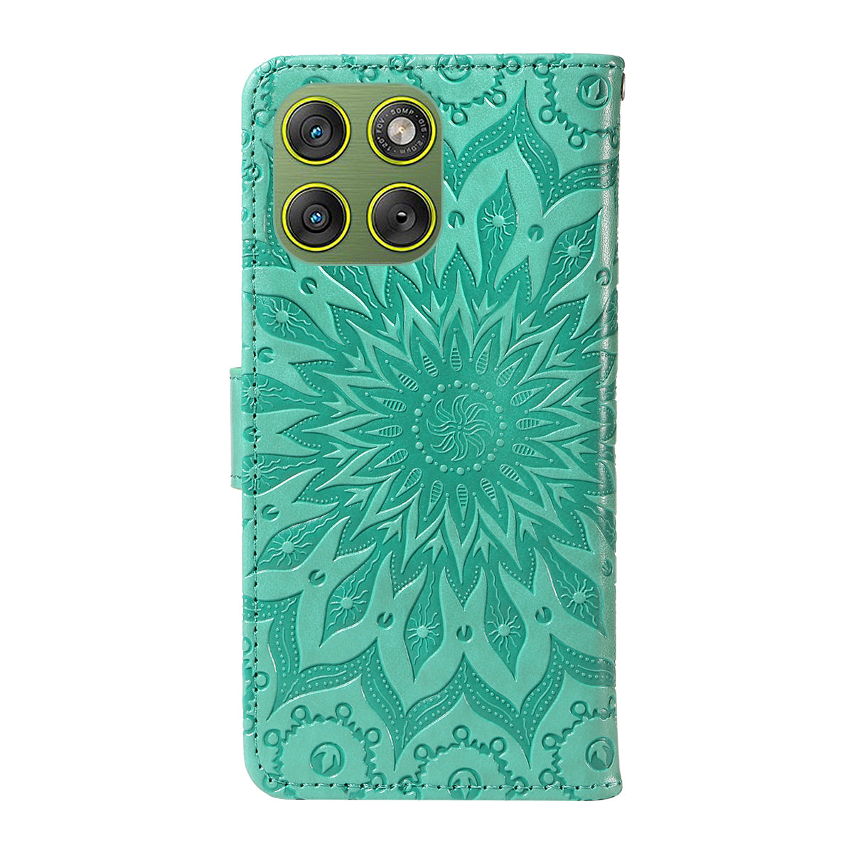 For Motorola Edge 70 5G Leather Wallet Case Sunflower Imprinted Phone Cover - Green