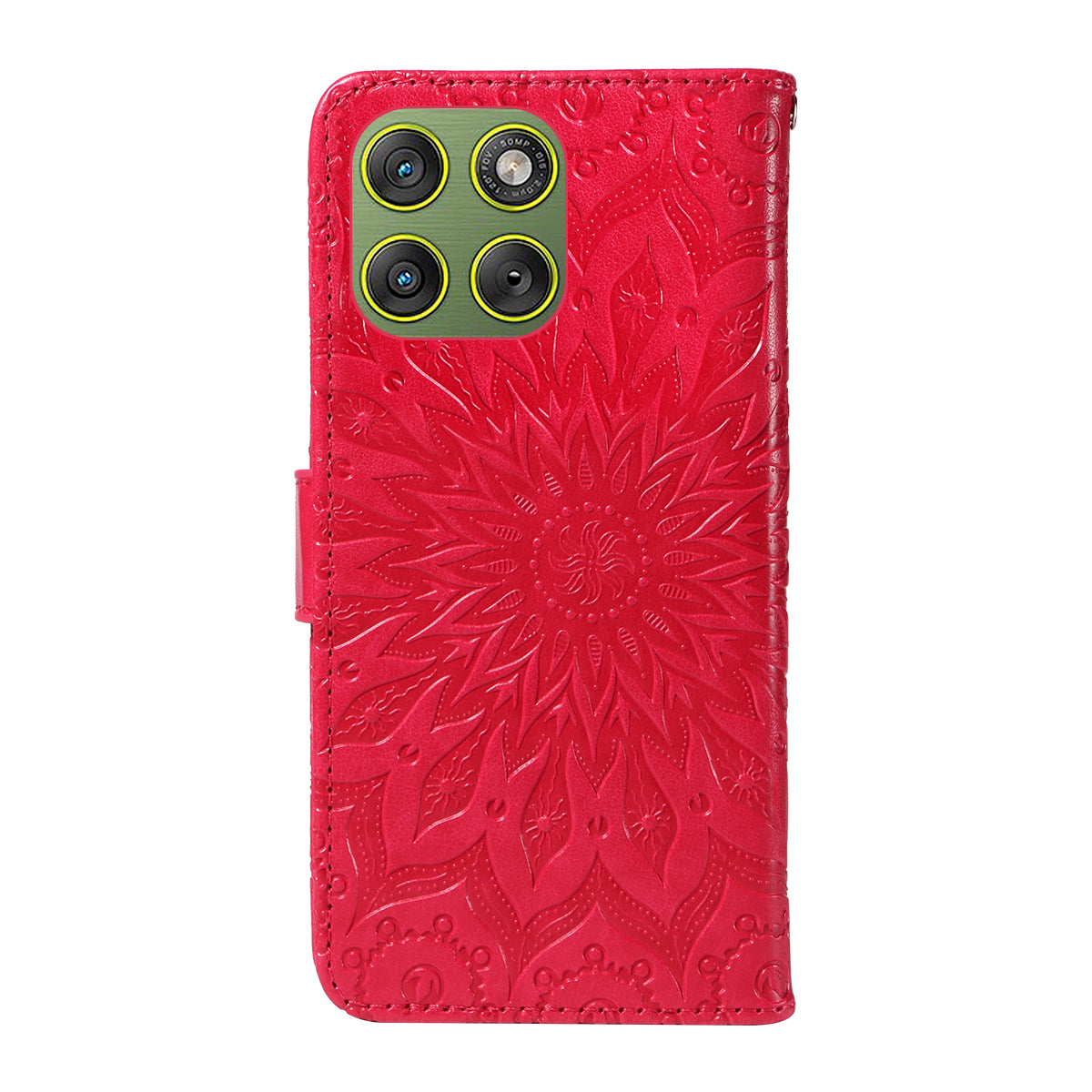 For Motorola Edge 70 5G Leather Wallet Case Sunflower Imprinted Phone Cover - Red