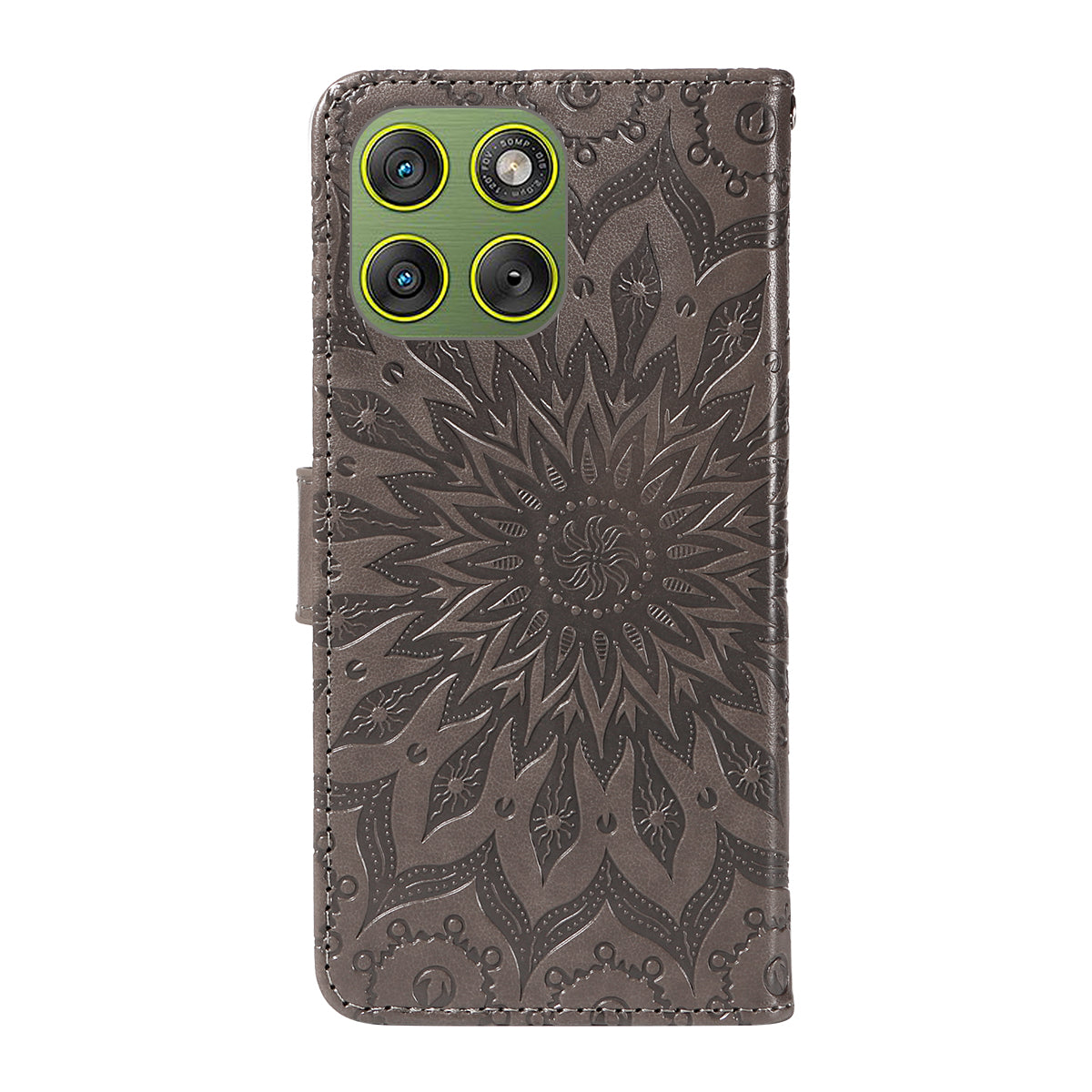 For Motorola Edge 70 5G Leather Wallet Case Sunflower Imprinted Phone Cover - Grey