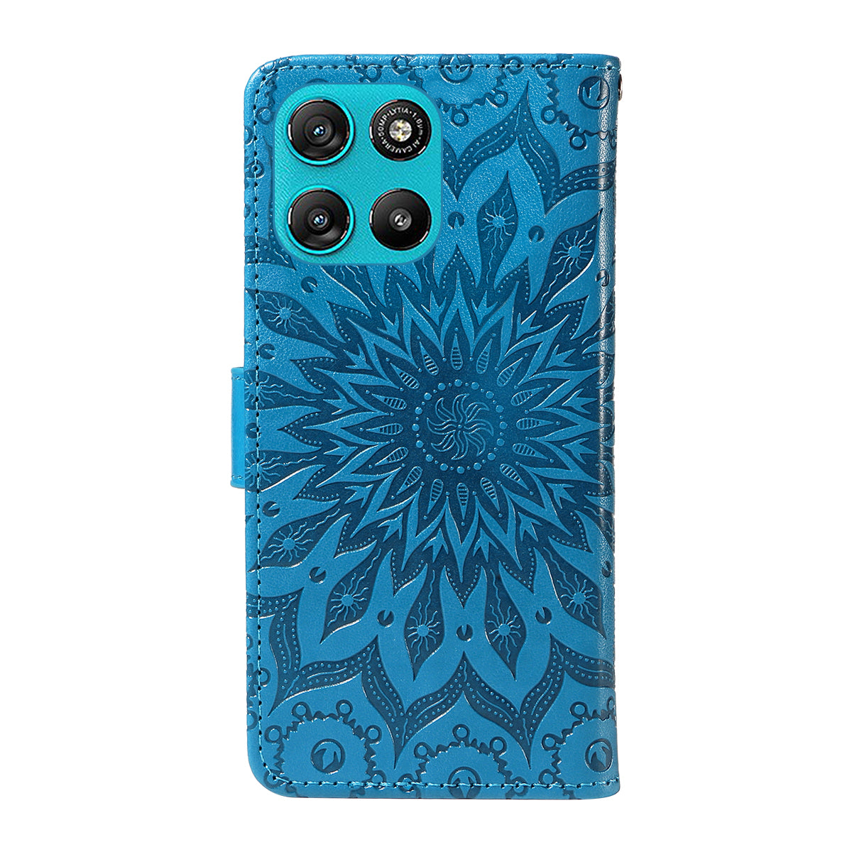 For Motorola Moto G57 Power 5G / Motorola Moto G100 5G (2025) / Motorola Moto G67 Power 5G Leather Wallet Case Sunflower Imprinted Phone Cover - Blue