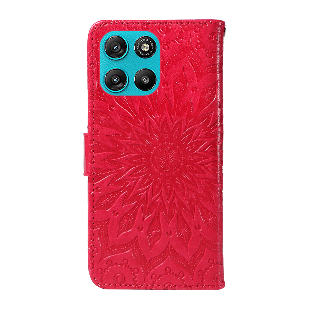 For Motorola Moto G57 Power 5G / Motorola Moto G100 5G (2025) / Motorola Moto G67 Power 5G Leather Wallet Case Sunflower Imprinted Phone Cover - Red
