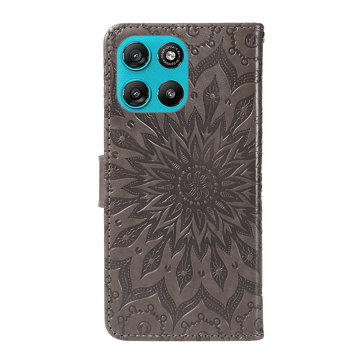 For Motorola Moto G57 Power 5G / Motorola Moto G100 5G (2025) / Motorola Moto G67 Power 5G Leather Wallet Case Sunflower Imprinted Phone Cover - Grey