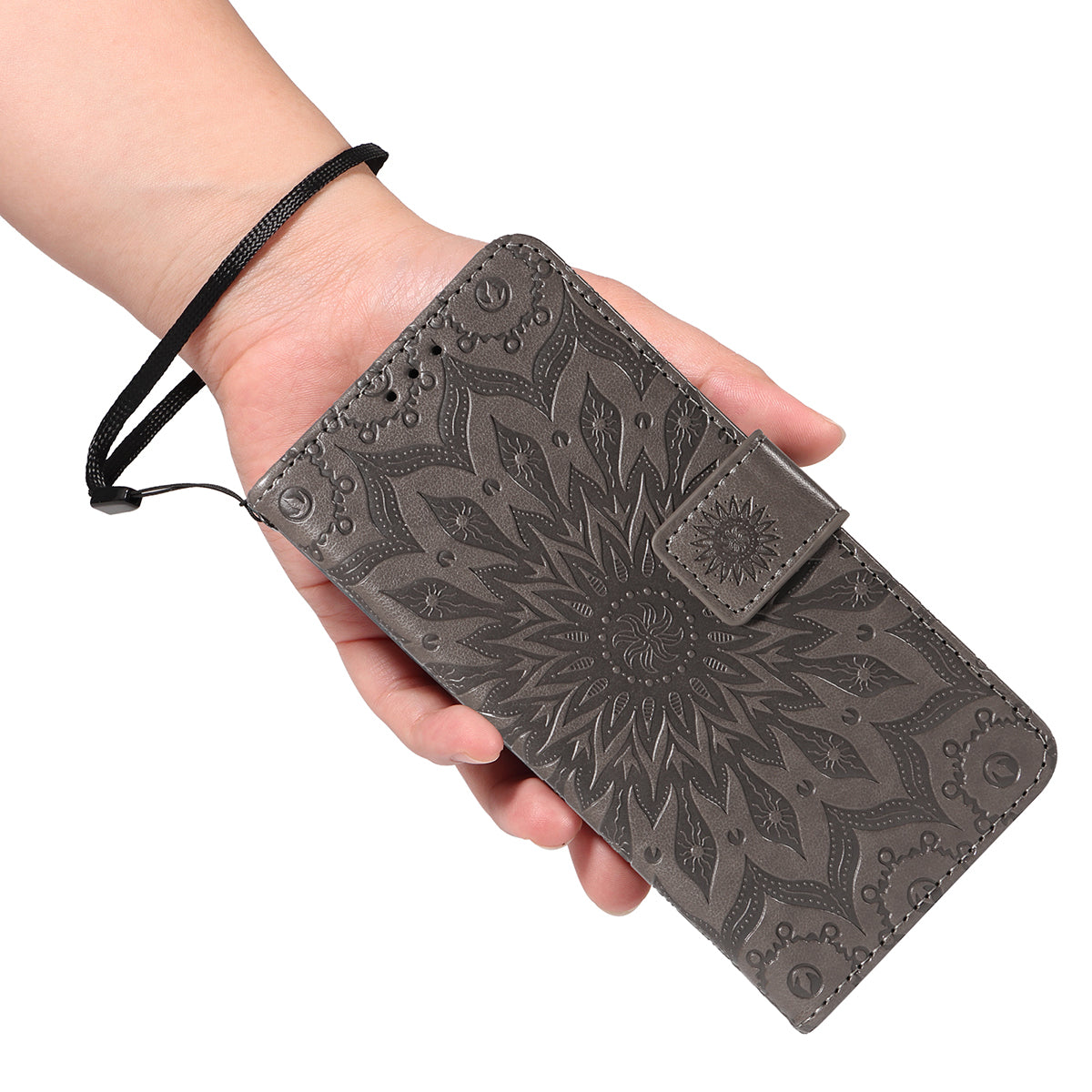For Motorola Moto G57 Power 5G / Motorola Moto G100 5G (2025) / Motorola Moto G67 Power 5G Leather Wallet Case Sunflower Imprinted Phone Cover - Grey