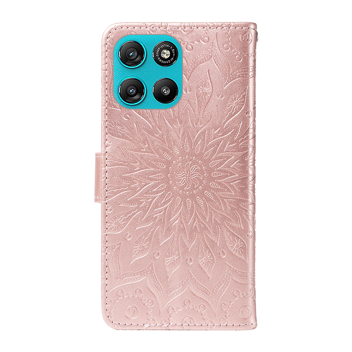 For Motorola Moto G57 Power 5G / Motorola Moto G100 5G (2025) / Motorola Moto G67 Power 5G Leather Wallet Case Sunflower Imprinted Phone Cover -  Rose Gold